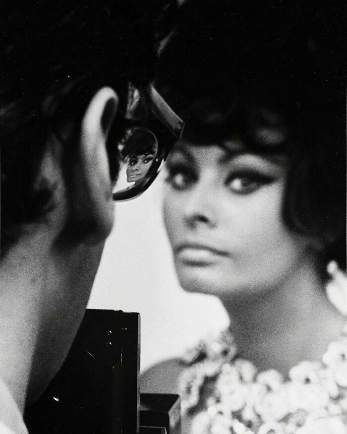 Richard Avedon y Sophia Loren en su estudio de Nueva York, 1966. Fotos de Tazio Secchiaroli