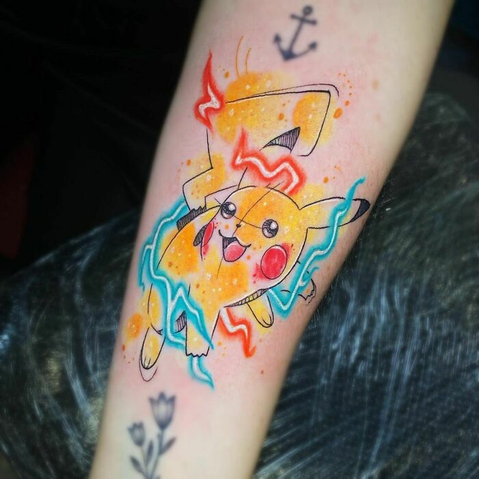 Pikachu using thunderbolt tattoo