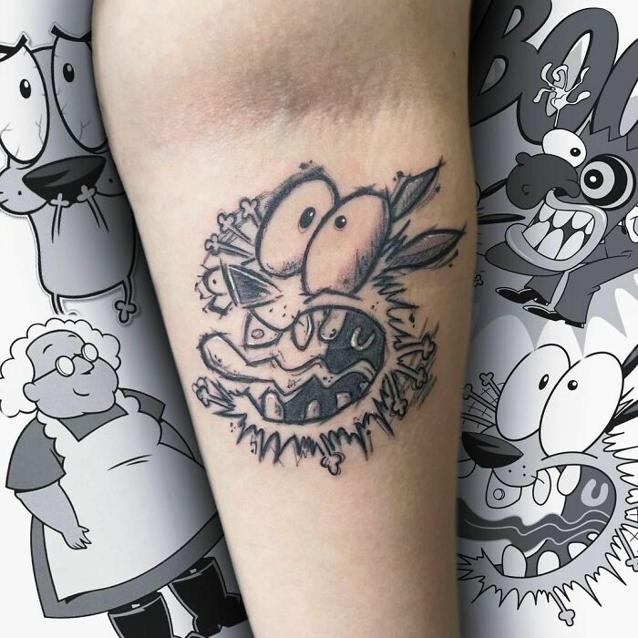 Courage The Cowardly Dog forearm tattoo