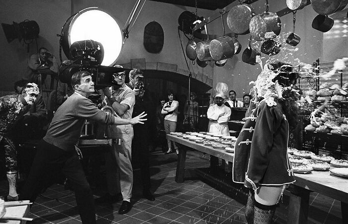 Blake Edwards Directing Natalie Wood In The Infamous Pie Fight From The Great Race, 1965 