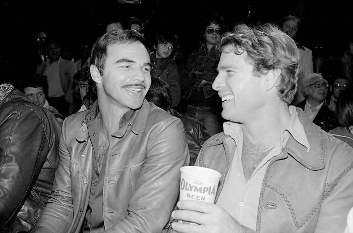 Burt Reynolds And Ryan O'neal Watching A Boxing Match At The Grand Olympic Auditorium, Los Angeles, 1974