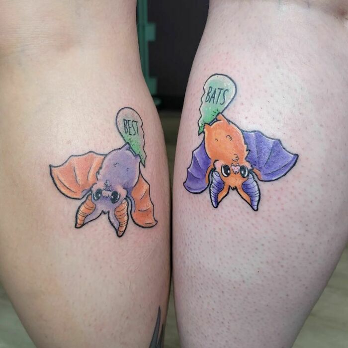 Cute matching bat tattoos