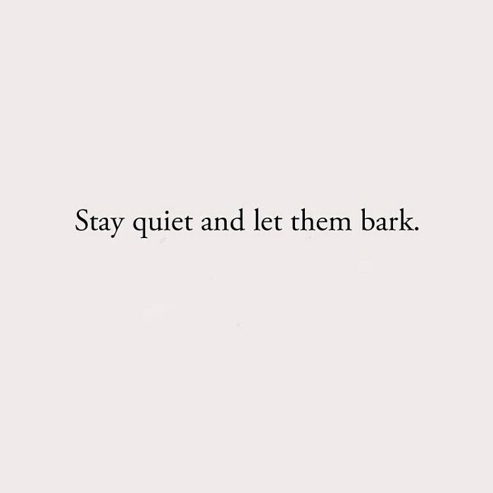 Stay quiet and let them bark.