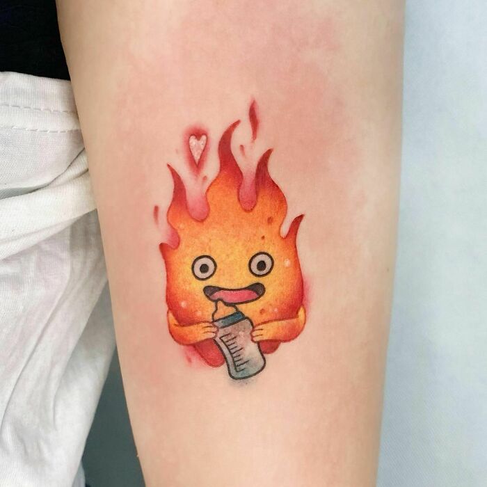 Calcifer from Howl's Moving Castle tattoo 
