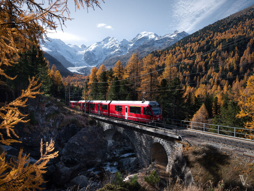 The Bernina Express In Autumn, A Swiss Icon