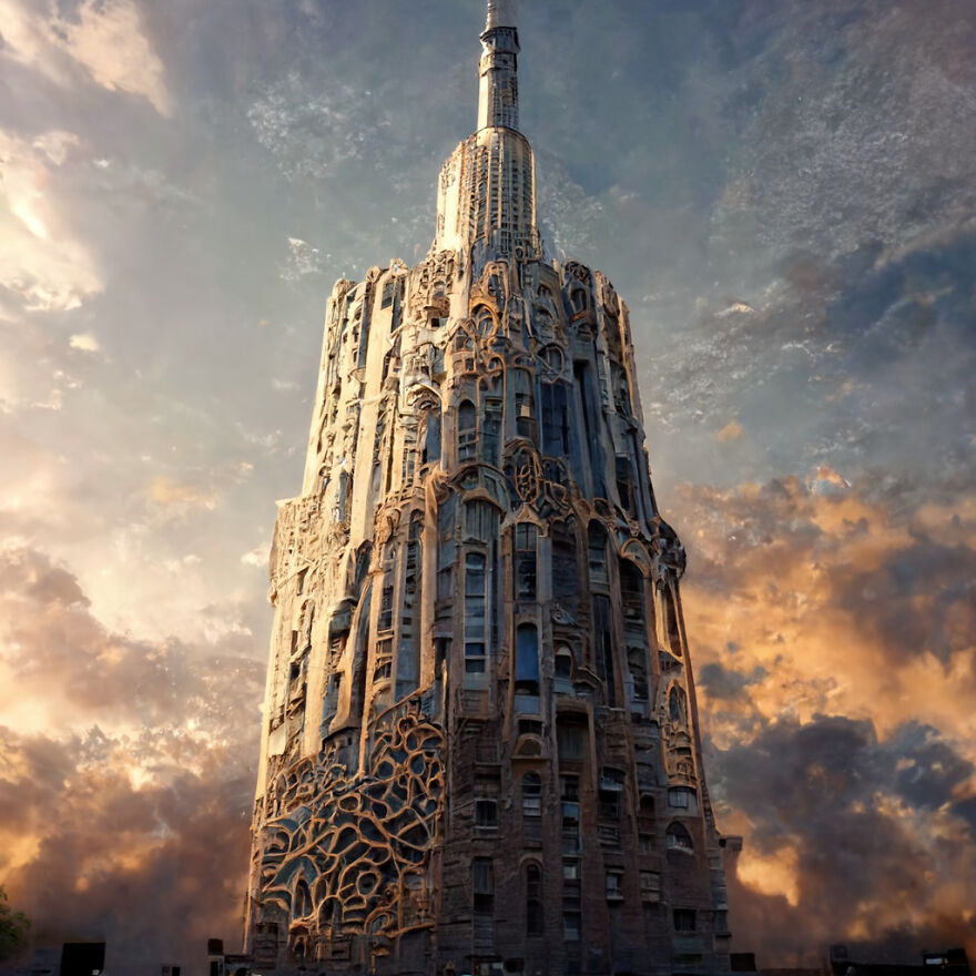 The Empire State Building In New York, Reimagined In The Style Of Gaudi