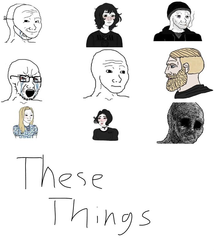 Wojak Examples, The Main One Used For Animal Mashups Is The Middle, There Are Some Others Too But I Think That These Are The Most Important