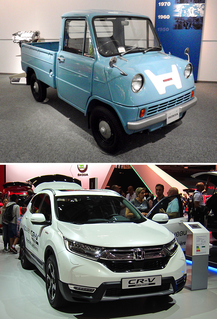 Honda T360 (1963) vs. Honda CR-V Hybrid (2018)