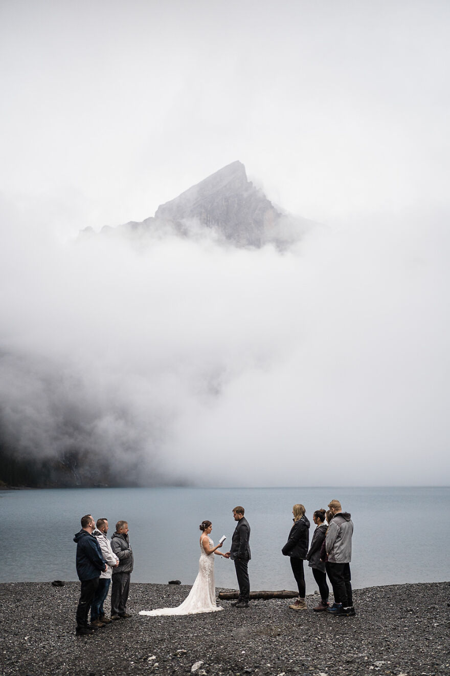 Rainy Alpine Lake Ceremony In The Swiss Alps
