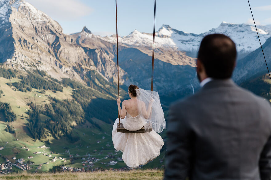 Mountain Top Swing In Central Switzerland