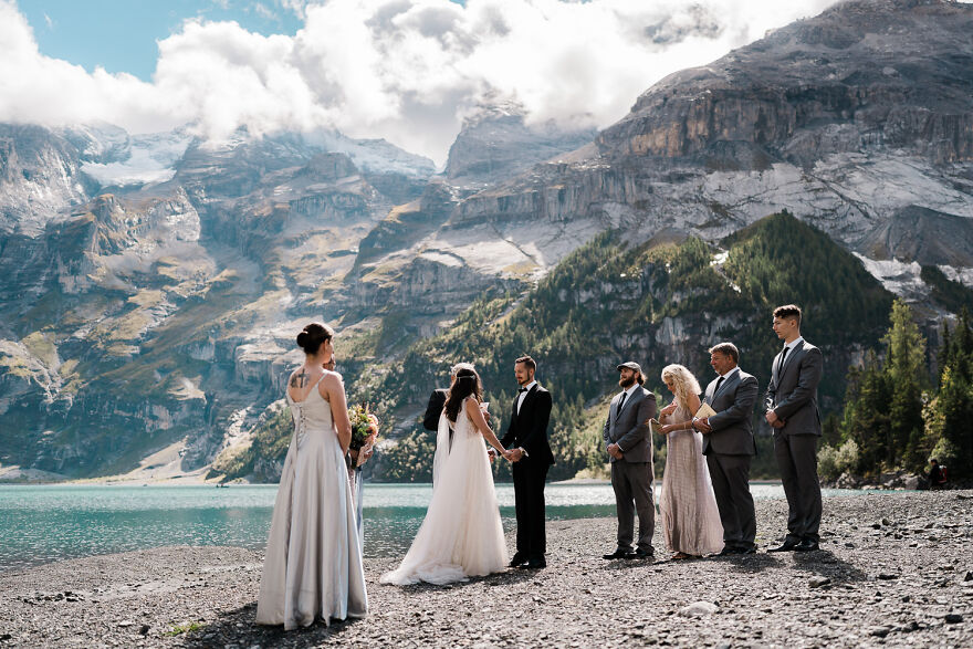 Micro Wedding With Family At The Oeschinensee, Switzerland