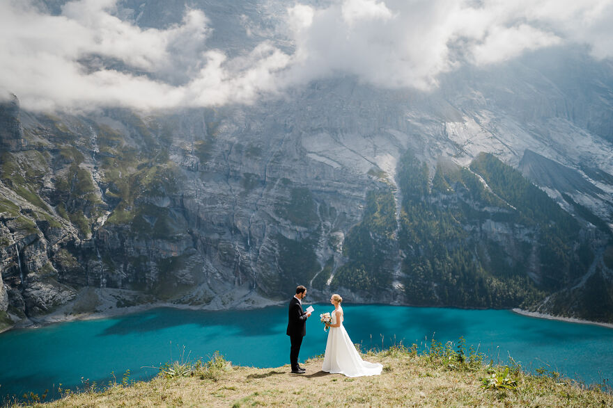 Exchanging Vows In A High Alpine Meadow