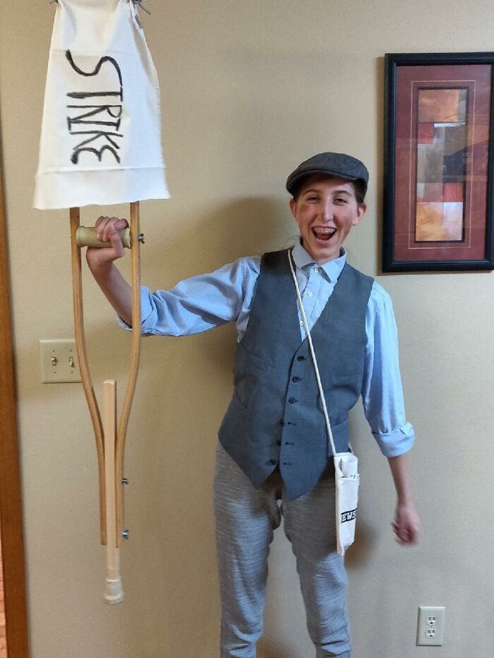 Me, Mid Demistration Of My Crutchy From Newsies Costume