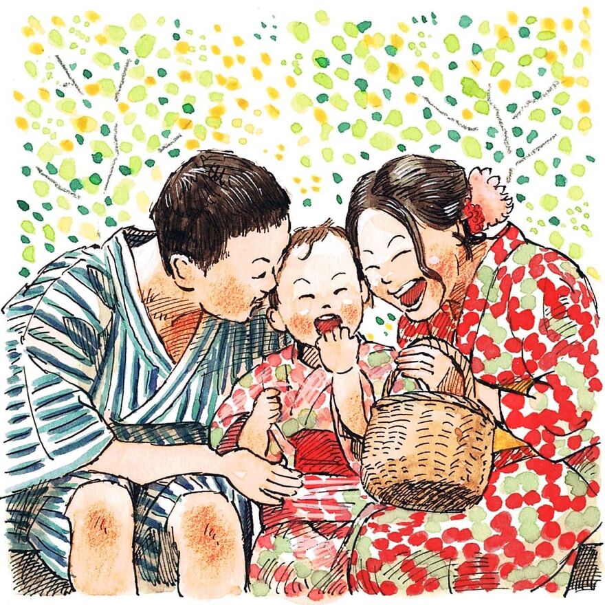 Japanese Artist Draws The Simplicity And Warmth Of People In Their Everyday Lives