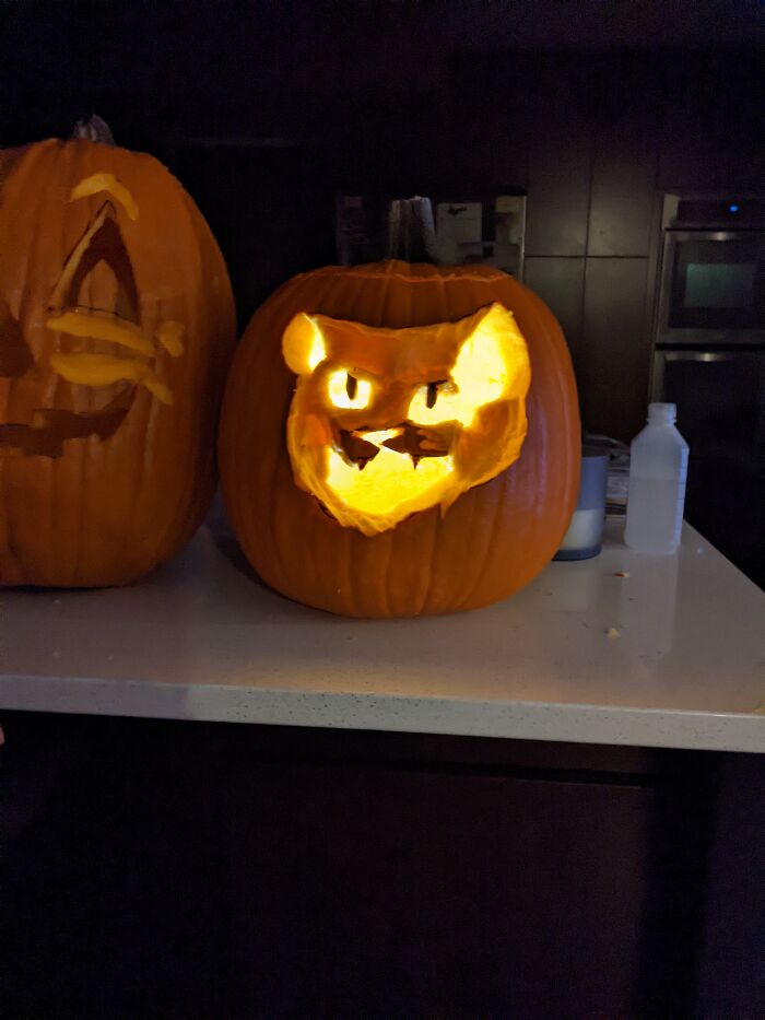 A Pumpkin I Carved, Later Destroyed By Squirrels
