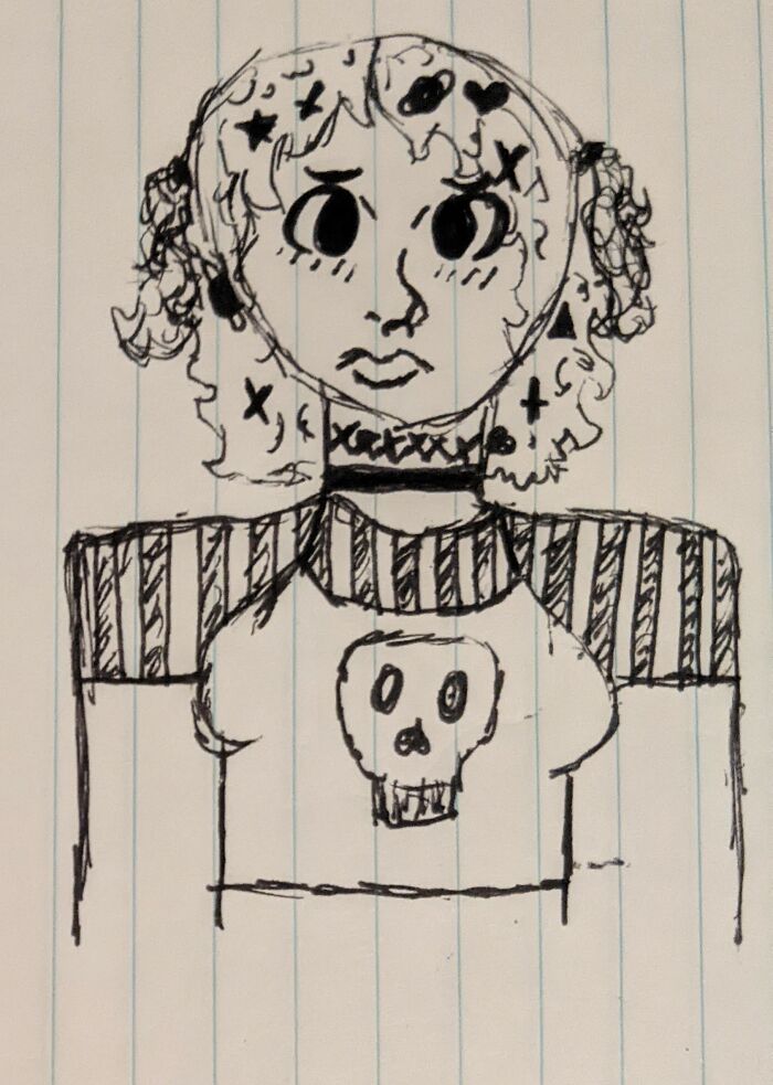 This Is Nina! I Drew Them Today! Im Super Happy With How They Turned Out (Btw They Are A Fictional Character) 💛🤍💜🖤