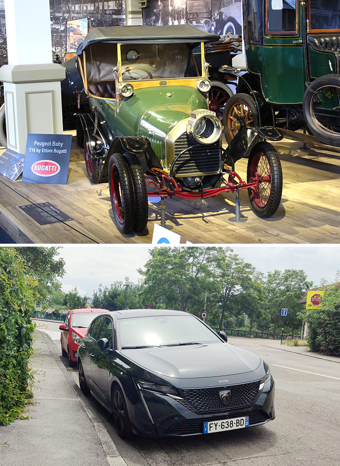 Peugeot Bebe Type BP-1 (1913) vs. Peugeot 308 (2021)