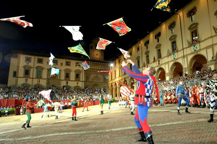 Flag Throwing In Tuscany, Italy