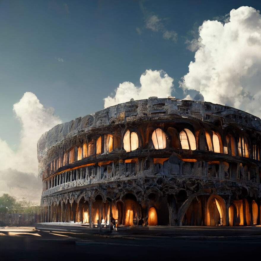 The Colosseum In Rome, Reimagined In The Style Of Gaudi
