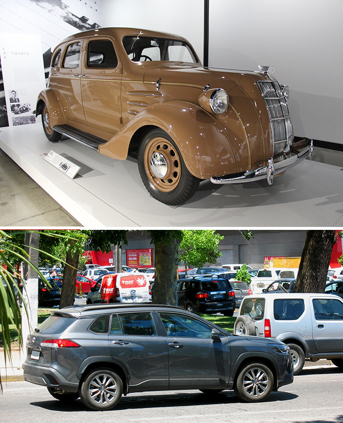 Toyota Model Aa Sedan (1936) vs. Toyota Corolla Cross (2022)