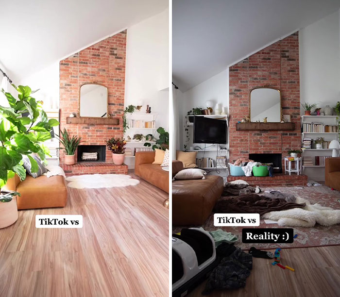 5 Side-By Side Photos Showing The Reality Behind This DIY Home Designer’s Aesthetic Videos