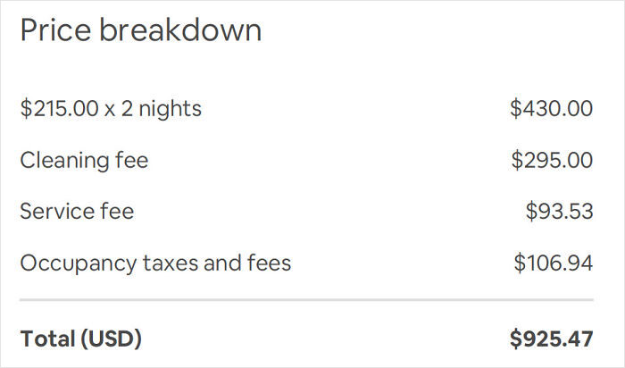 A Great "Deal" From Airbnb, Only $215 Per Night. Wait, Sorry, It's $462 Per Night