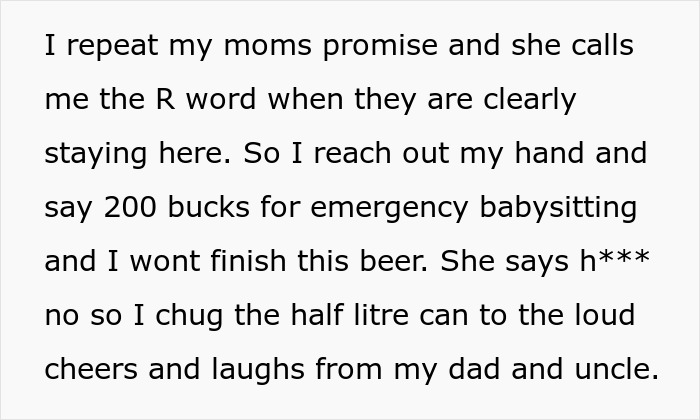 Tired of always having to babysit his aunt's kids, this guy solves everything by drinking beer.