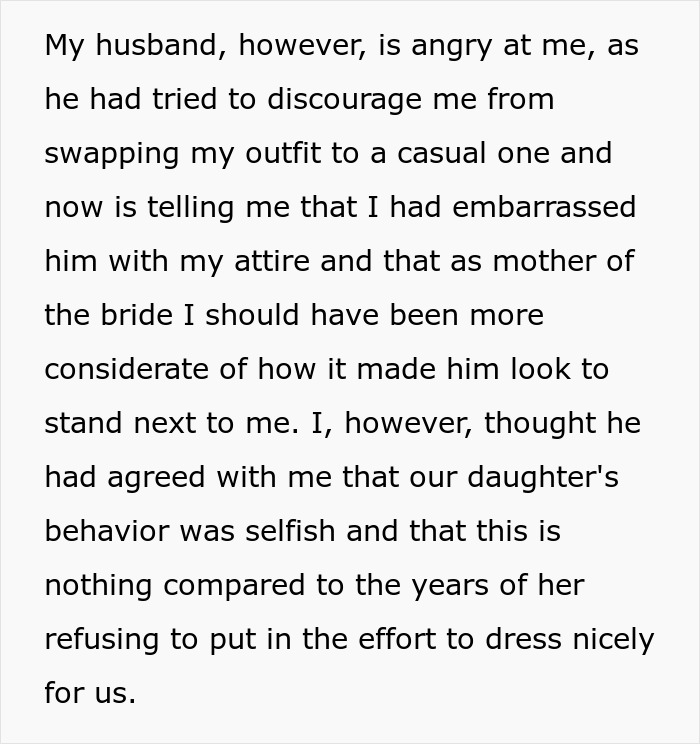Mom Wonders If She's A Jerk For Wearing Jeans To Daughter's Wedding To Prove A Point, Gets A Reality Check Online Mom Wonders If She's A Jerk For Wearing Jeans To Daughter's Wedding To Prove A Point, Gets A Reality Check Online