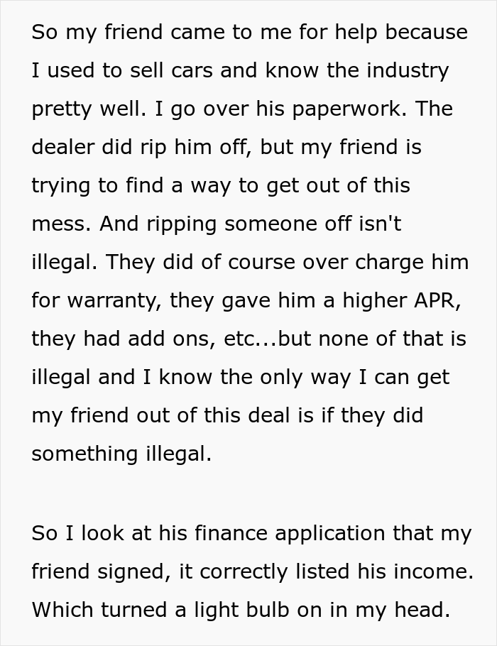Guy Can’t Afford His Car Payments And Wants To Cancel His Contract, His Friend Finds Bank Fraud In His Papers And Blackmails The Car Dealership