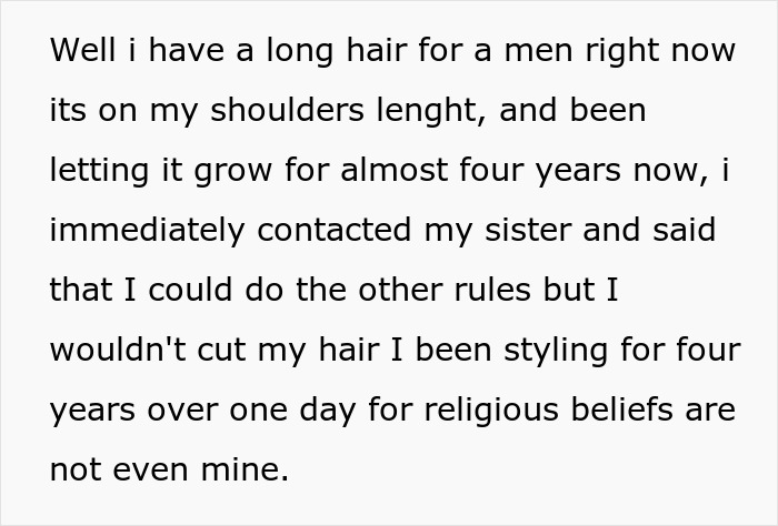 Guy Doesn’t Plan On Cutting His Long Hair For His Sister’s Wedding To Conform To His BIL’s Religion