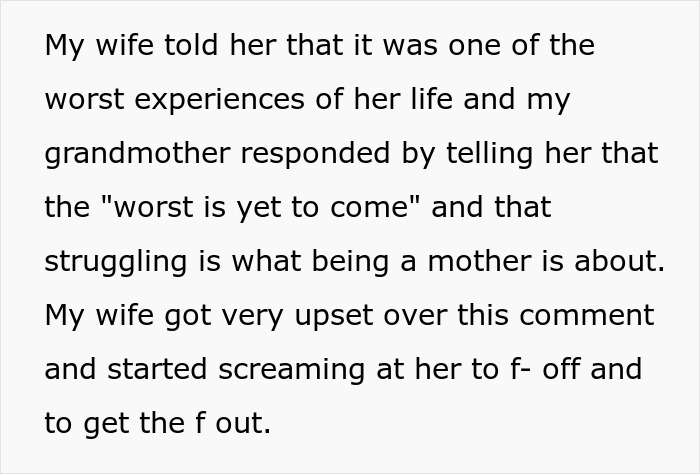 Woman Blows Up At Her Husband's Grandma After Giving A Difficult Birth, Family Is "Appalled" At Her Behavior And The Husband Supporting Her Woman Blows Up At Her Husband's Grandma After Giving A Difficult Birth, Family Is "Appalled" At Her Behavior And The Husband Supporting Her