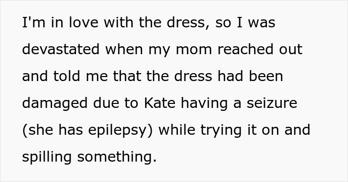 Woman Gets Called A “Psycho” For Uninviting Her SIL From Her Wedding As She Tried On Her Wedding Dress And Accidentally Ruined It Woman Gets Called A “Psycho” For Uninviting Her SIL From Her Wedding As She Tried On Her Wedding Dress And Accidentally Ruined It