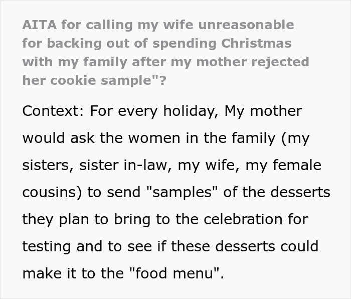 The husband thinks his wife is crazy for skipping Christmas over her mother's holiday tradition