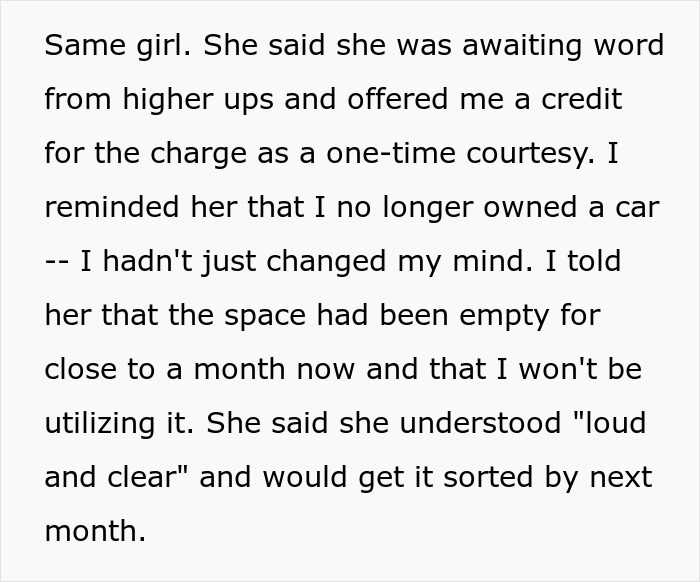 Landlord Refuses To Cancel Tenant’s Unused Parking Space Fee, Tenant Maliciously Complies And Begins To Use It To The Hilt Landlord Refuses To Cancel Tenant’s Unused Parking Space Fee, Tenant Maliciously Complies And Begins To Use It To The Hilt