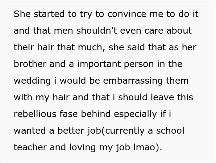 Guy Doesn’t Plan On Cutting His Long Hair For His Sister’s Wedding To Conform To His BIL’s Religion