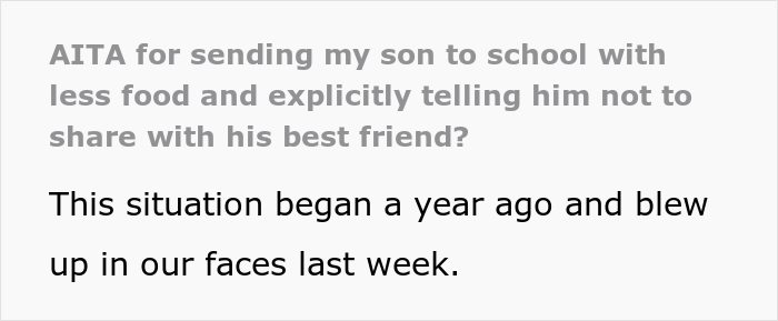 Woman Confronts Son's BFF's Mother After She Learns That Her Boy Was Cut Off From Their Shared Lunch To Save Money Woman Confronts Son's BFF's Mother After She Learns That Her Boy Was Cut Off From Their Shared Lunch To Save Money