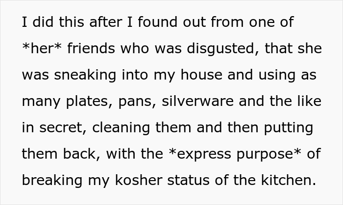 “I Took Her Key”: Mom Gets Banned From Her 24 Y.O. Daughter’s House For Purposefully “Sabotaging Her Kosher Kitchen” “I Took Her Key”: Mom Gets Banned From Her 24 Y.O. Daughter’s House For Purposefully “Sabotaging Her Kosher Kitchen”