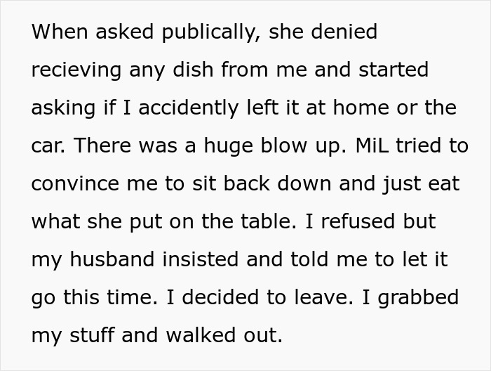 Pregnant Woman Leaves Thanksgiving Dinner After MIL Trashes The Meal She Brought For Herself Pregnant Woman Leaves Thanksgiving Dinner After MIL Trashes The Meal She Brought For Herself