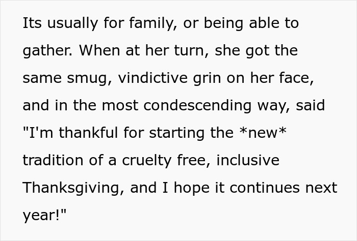 Mom “Publicly Embarrasses” Rude Vegan Daughter-In-Law At Thanksgiving Mom “Publicly Embarrasses” Rude Vegan Daughter-In-Law At Thanksgiving