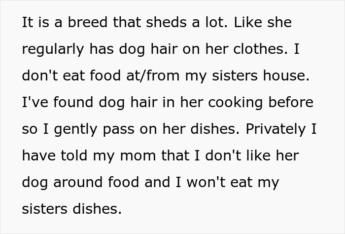 Woman Knows Her Sister's Dog Hair Frequently Ends Up In Food, So She Turns Around And Leaves Thanksgiving Dinner When She Sees It There