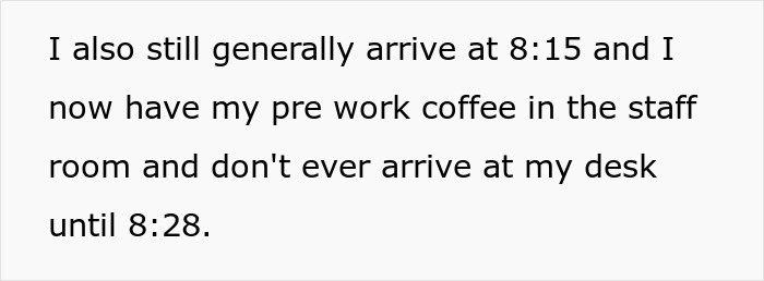 Worker Who Never Used Her Whole Break Gets Scolded For Coming 3 Minutes Late, Decides To Change The Habit Of Coming In Early Worker Who Never Used Her Whole Break Gets Scolded For Coming 3 Minutes Late, Decides To Change The Habit Of Coming In Early