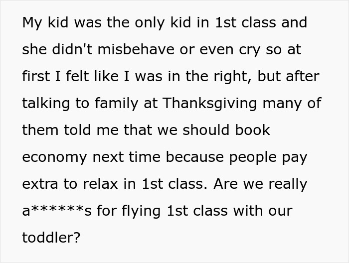 Mother Wonders If She’s A Jerk For Buying First-Class Ticket For Her Toddler