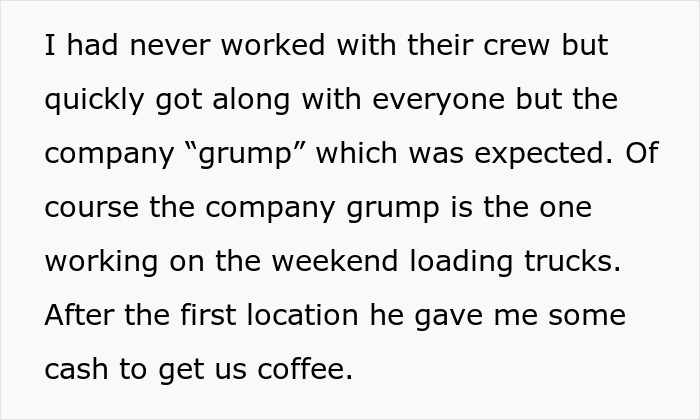 A corporate grump tells a co-worker to take the wrong coffee, orders him to 