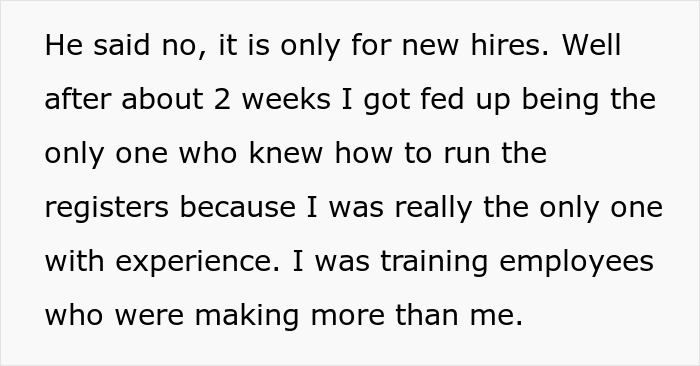 “Only For New Hires? Fine”: Manager Decides To Hire People At A Higher Rate Than Long-Standing Employees Earn, Gets A Dose Of Malicious Compliance “Only For New Hires? Fine”: Manager Decides To Hire People At A Higher Rate Than Long-Standing Employees Earn, Gets A Dose Of Malicious Compliance