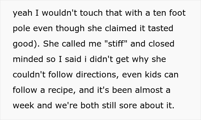 Guy Is Fed Up With Girlfriend's Cooking Because She Puts Her Own Twist On Recipes, Asks For Support Online But Receives A Reality Check Guy Is Fed Up With Girlfriend's Cooking Because She Puts Her Own Twist On Recipes, Asks For Support Online But Receives A Reality Check