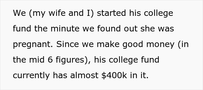 Son Faces Dad's "Ultimatum" After Refusing To Attend College And Wanting To Use His $400K Tuition Money For Starting A Business Son Faces Dad's "Ultimatum" After Refusing To Attend College And Wanting To Use His $400K Tuition Money For Starting A Business