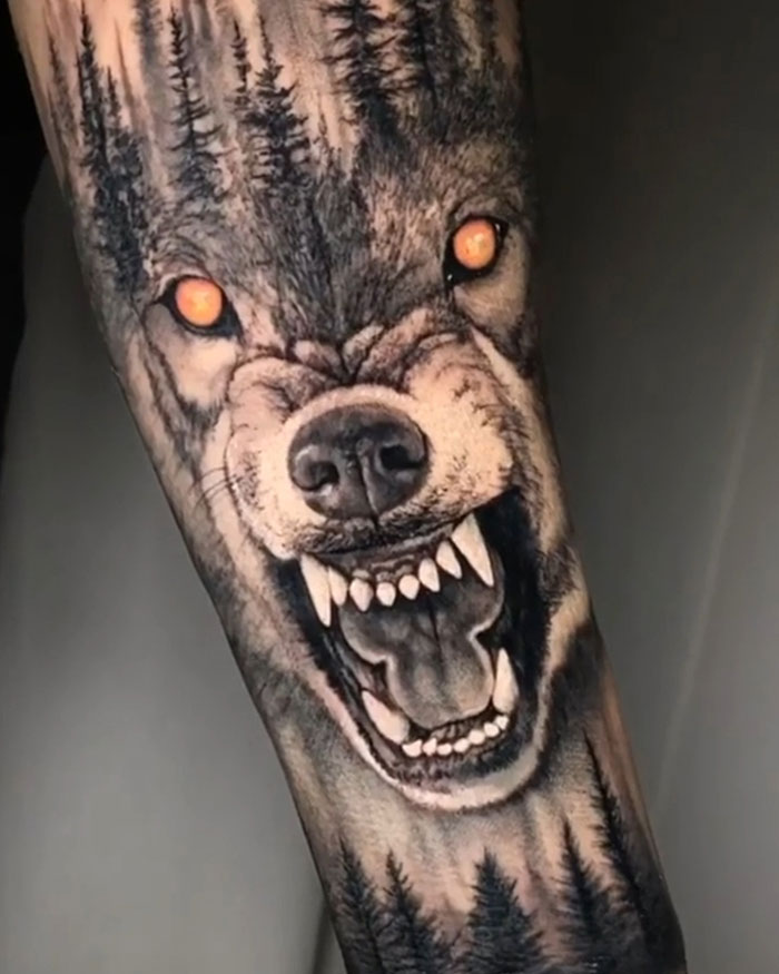 The Hungry Wolf, Tattoo Done By Artist © Gabriele Pellerone Tattoo, Milan | Italy