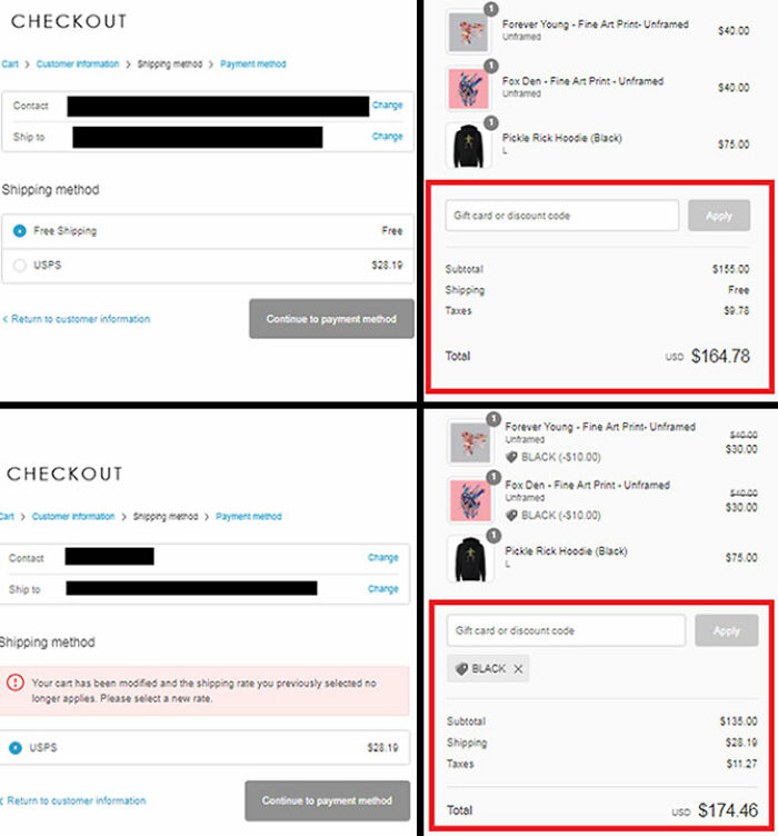 Not Only Did They Increase The Free Shipping Price To $150 For Black Friday, They Also Charge You $10 More When You Use Their 25% Discount Code