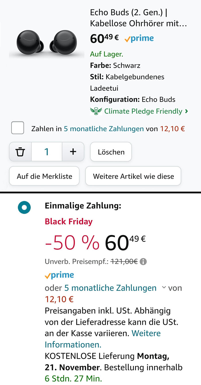 I Finally Got It With The Black Friday. It's Really A Great Thing For Amazon. Price 2 Weeks Ago vs. Price In "Black Friday Week"