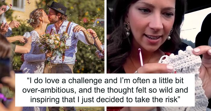 This Bride Finished Knitting Her Wedding Dress 4 Days Before The Wedding, Documented The Entire Process And Shared It Online